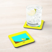 Gutenmorgen-Gelb-Vogel-hartes Getränkeuntersetzer (Rechte Seite)