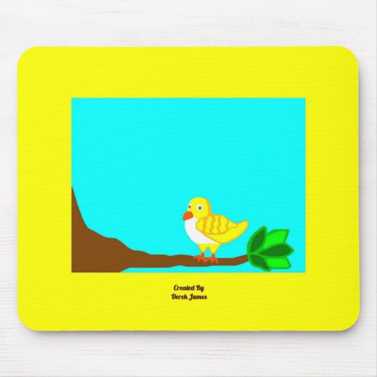 Gutenmorgen-Gelb-Vogel-Mausunterlage Mousepad (Vorne)