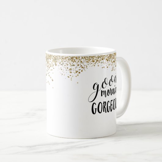 GUTENmorgen HERRLICHE Chic-Glitzer-Kaffee-Tasse Kaffeetasse (VorderseiteRechts)