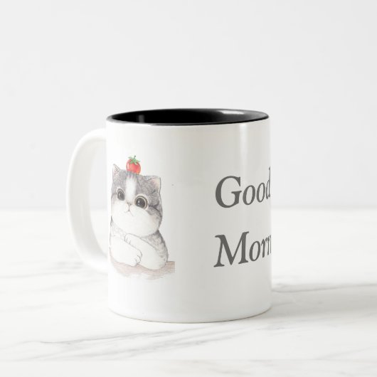 Gutenmorgen-Katzen-Tasse Zweifarbige Tasse (Vorderseite Links)