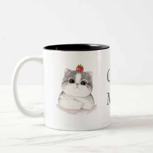 Gutenmorgen-Katzen-Tasse Zweifarbige Tasse (Links)