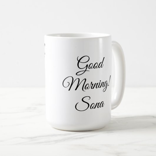 Gutenmorgen reizendes Zebra-Schwarzes u. Weiß Kaffeetasse (VorderseiteRechts)