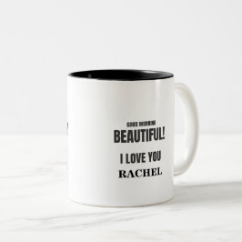 GUTENmorgen SCHÖN, i-LIEBE SIE, personalisiert Zweifarbige Tasse