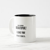GUTENmorgen SCHÖN, i-LIEBE SIE, personalisiert Zweifarbige Tasse (Vorderseite Links)