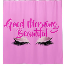 Gutenmorgen-schönes Make-uprosa-Schwarzes Duschvorhang