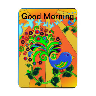 Gutenmorgen-Sonnenaufgang mit Vogel Magnet