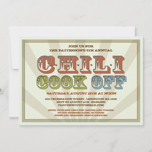 Guter altmodischer Chili Koch weg Party Einladung (Vorderseite)