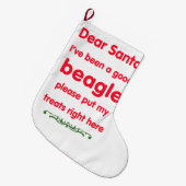 guter Beagle Großer Weihnachtsstrumpf (Vorderansicht (hängend))