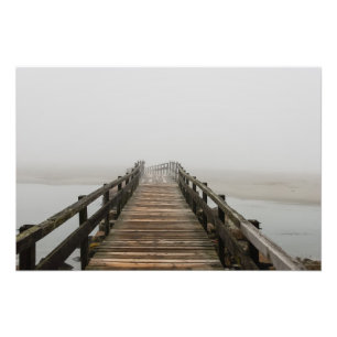 Guter Hafen-Strand-Steg im Nebel Fotodruck