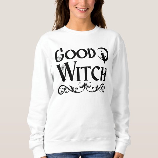 Guter Hexenschrei, Schwarz und Weiß Halloween Sweatshirt (Vorderseite)