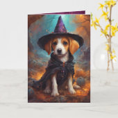 Guter Hexenwelpen, Niedlicher Halloween-Hund Gruß Karte (Gelbe Blume)