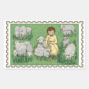 Guter Hirte Falsche Briefmarke Rechteckiger Aufkleber