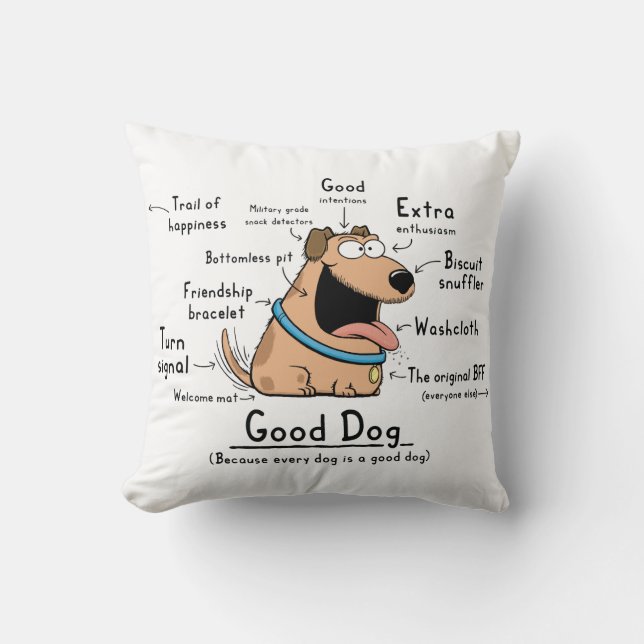 Guter Hund Wordy Art Pillow Kissen (Vorderseite)