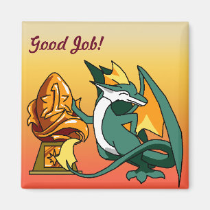 "Guter Job-" Drache mit Trophäe Magnet