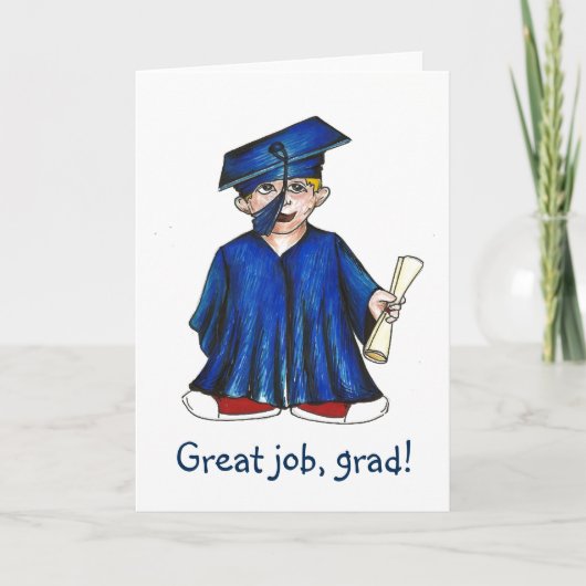 Guter Job Grad Abschluss Blue Cap & Gown Karte (Vorderseite)