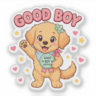 Guter Junge Golden Retriever Zertifiziert Aufkleber