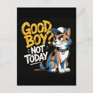 Guter Junge Nicht Heute Lustige Katzenillustration Feiertagspostkarte
