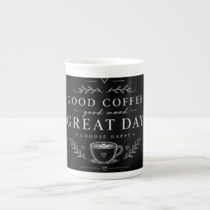 Guter Kaffee Gute Laune Großartiger Tag Minimalist Porzellantasse