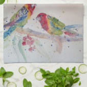 Guter Morgen Aquarell Roter Papagei Küchentuch (Gefaltet)
