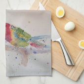 Guter Morgen Aquarell Roter Papagei Küchentuch (Viertel Falte)