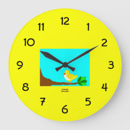 Guter Morgen gelber Bird-Acryl-Wall-Uhr Große Wanduhr