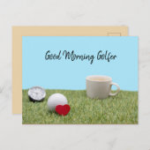 Guter Morgen Golf mit Golf und Kaffeekarte Postkarte (Vorne/Hinten)