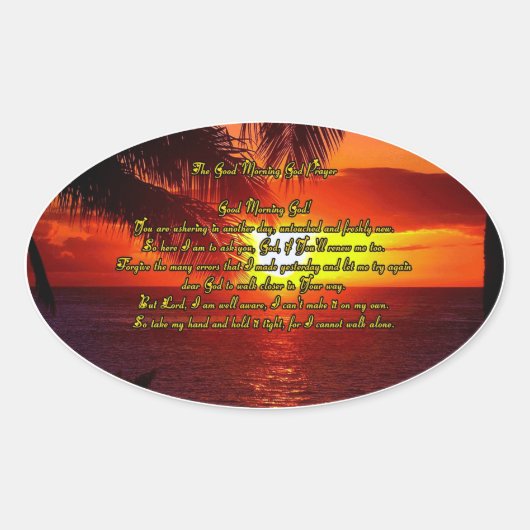 Guter Morgen Gott Gebetsticker Ovaler Aufkleber (Vorderseite)