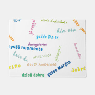 guter Morgen in vielen Sprachen Badematte Fußmatte
