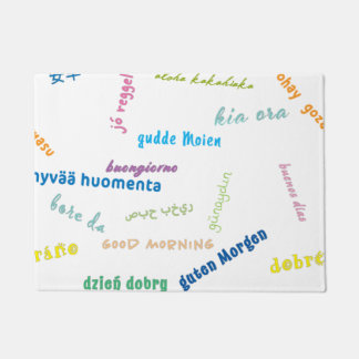 guter Morgen in vielen Sprachen Badematte Fußmatte