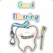 guter Morgen (lustiger Zahn) Aufkleber (Vorderseite)