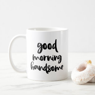 Guter Morgen schöne schwarz-moderne Typografie-Tas Kaffeetasse