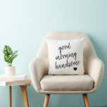 Guter Morgen schönes Herz Kissen<br><div class="desc">Ein gut aussehendes Kissen am Morgen ist eine trendige Ergänzung zu Ihrer Wohngestaltung. Auf der anderen Seite ist massiv blau mit einem schwarzen Herz in der Mitte des Kissens.</div>