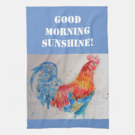 Guter Morgen Wasserfarbe Roter Rooster Küchentuch