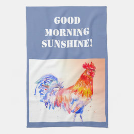 Guter Morgen Wasserfarbe Roter Rooster Küchentuch