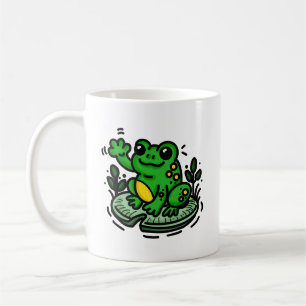 Guter Morgenfrosch auf Lily Pad Hand gezogen Kaffeetasse