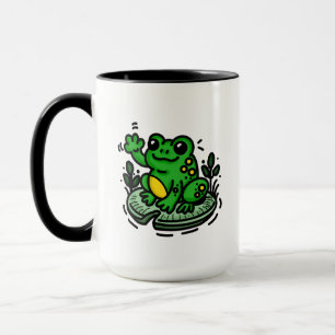 Guter Morgenfrosch auf Lily Pad Hand gezogen Tasse