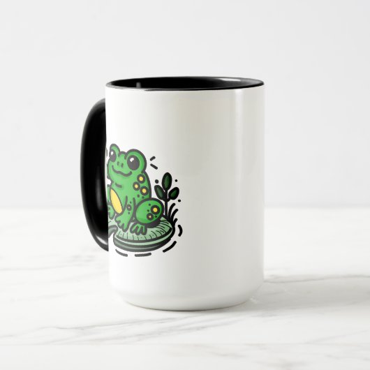 Guter Morgenfrosch auf Lily Pad Hand gezogen Tasse (Vorderseite Links)