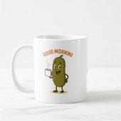Guter Morning Pickle Cartoon-Charakter Kaffeetasse (Links)
