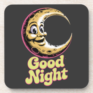 Guter nachts Retro Moon Hard Plastic Untersetzer