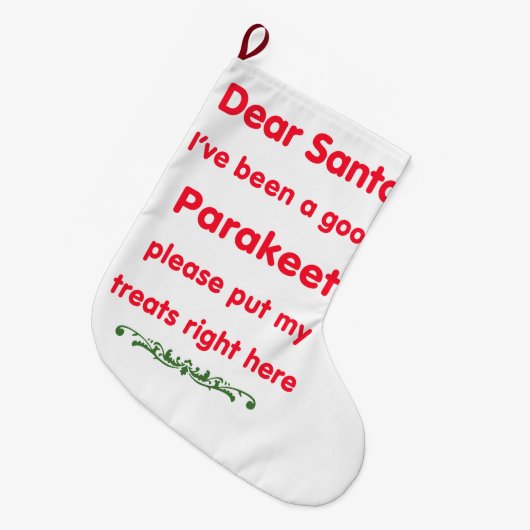 guter Parakeet Großer Weihnachtsstrumpf (Vorderansicht (hängend))