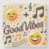 ☀️ + 🎶 = GUTER VIBES Untersetzer (Vorderseite)
