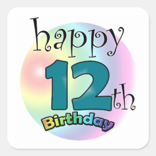 Gutes 12. Geburtstag Quadratischer Aufkleber