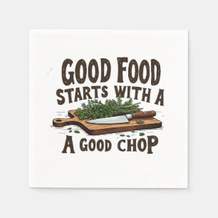 Gutes Essen beginnt mit einem guten Chop of Kitche Serviette