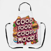 Gutes Essen, gute Laune: Lebhafte Geschirr für ein Schürze (Vorderseite)