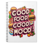 Gutes Essen, gute Laune: Lebhaftes Spiral-Notebook Notizblock (Vorderseite)