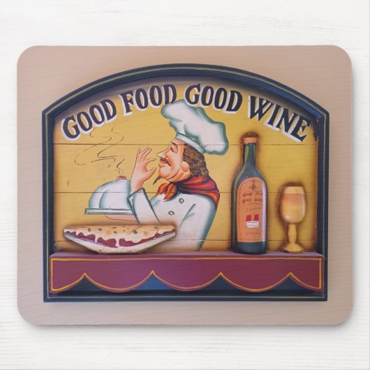 Gutes Essen Guter Wein Koch Mousepad (Vorne)