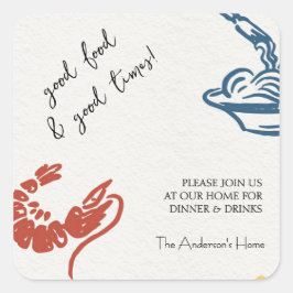 Gutes Essen & schöne Thanksgiving-Zeiten Quadratischer Aufkleber