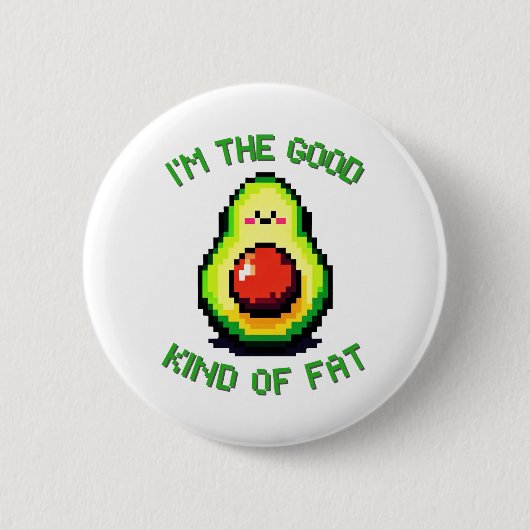 Gutes Fat Avocado - Funny Pixel Art Food Design Button (Vorderseite)
