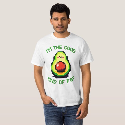 Gutes Fat Avocado - Funny Pixel Art Food Design T-Shirt (Vorne ganz)