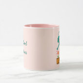 Gutes Gesäß mit gürtiger Dose mit rosa Blume Tasse (Zentrum)